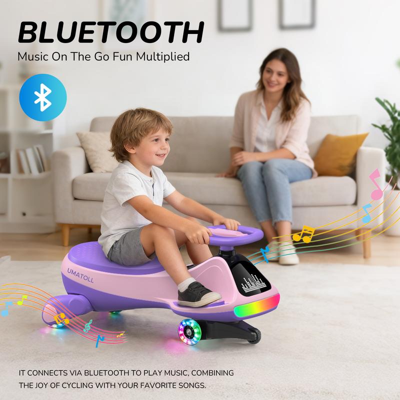 Kids’ 12V Wiggle Car with LED Lights & Bluetooth Fun