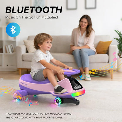 Kids’ 12V Wiggle Car with LED Lights & Bluetooth Fun