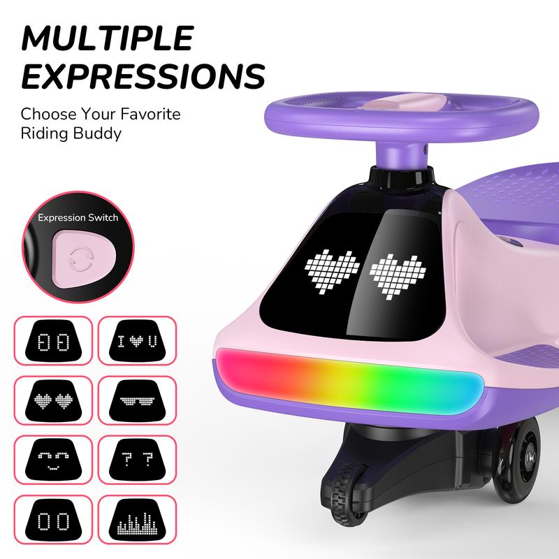 Kids’ 12V Wiggle Car with LED Lights & Bluetooth Fun