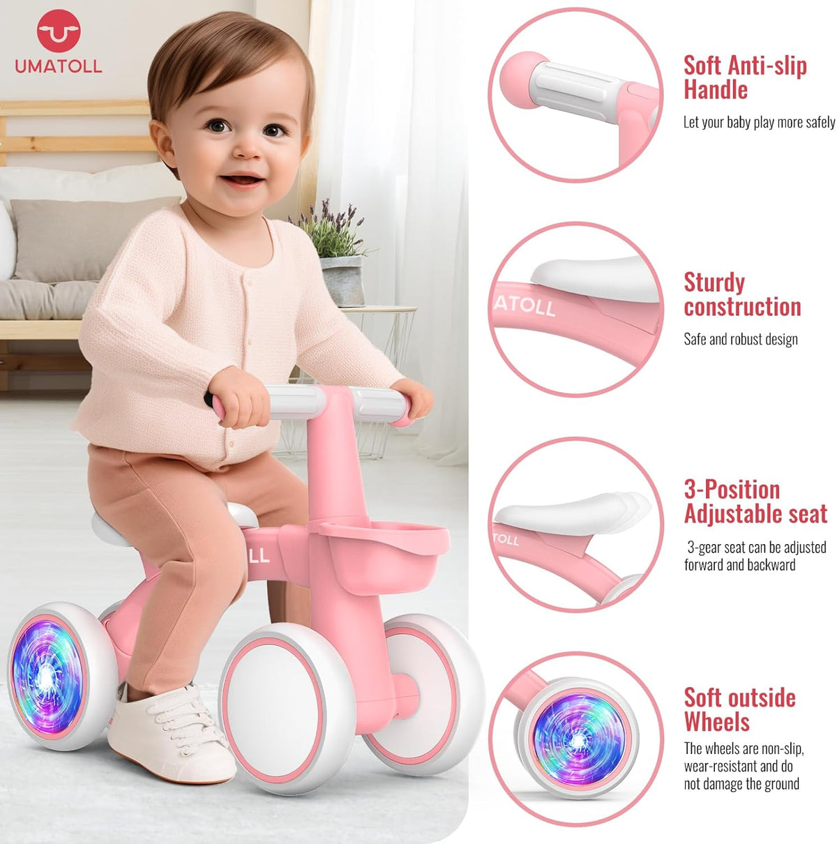 Colorful Toddler Bike – Lights, Fun, and Safety Combined