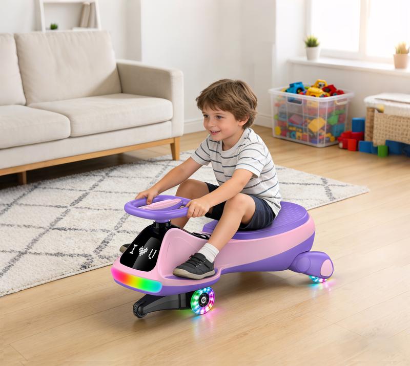 Kids’ 12V Wiggle Car with LED Lights & Bluetooth Fun