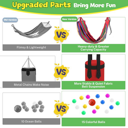 55" Trampoline for Kids – Basketball, Swing & Ocean Balls!