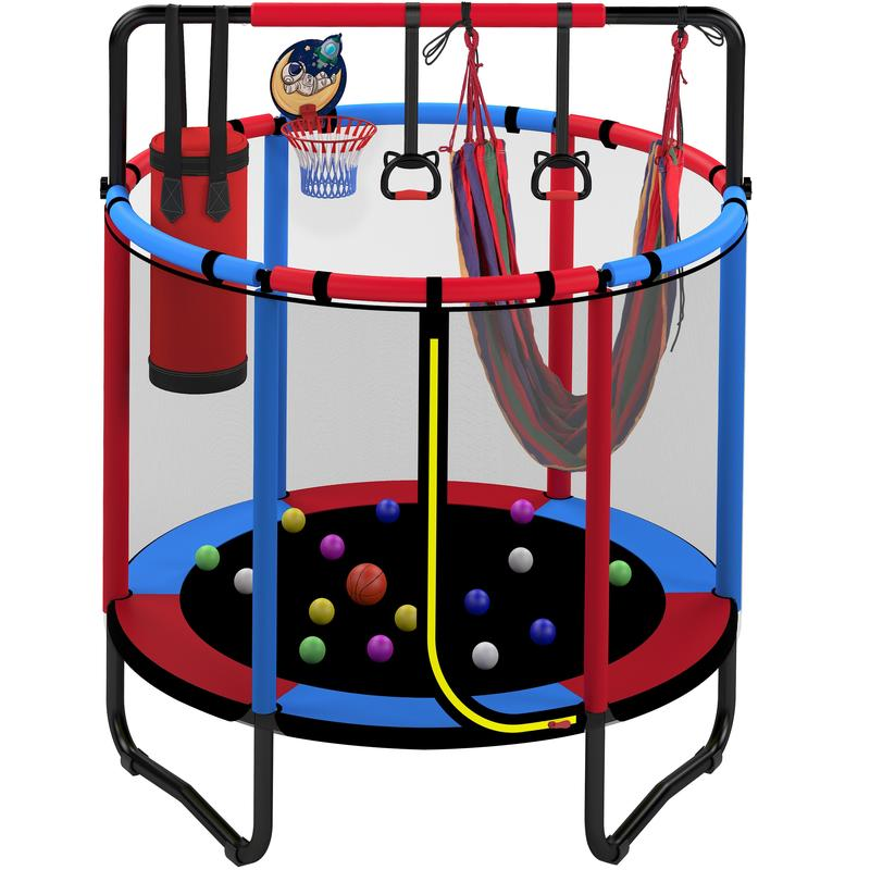 55" Trampoline for Kids – Basketball, Swing & Ocean Balls!