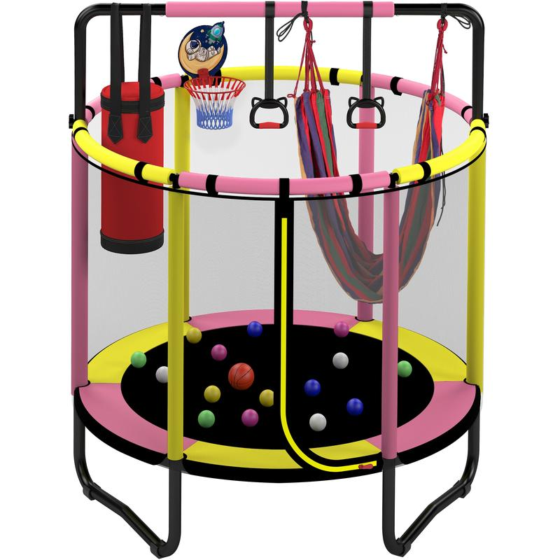 55" Trampoline for Kids – Basketball, Swing & Ocean Balls!