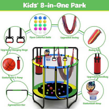 55" Trampoline for Kids – Basketball, Swing & Ocean Balls!