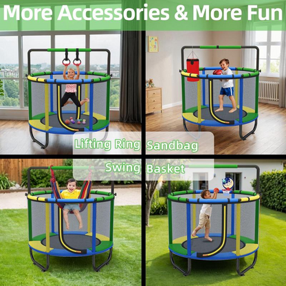 55" Trampoline for Kids – Basketball, Swing & Ocean Balls!